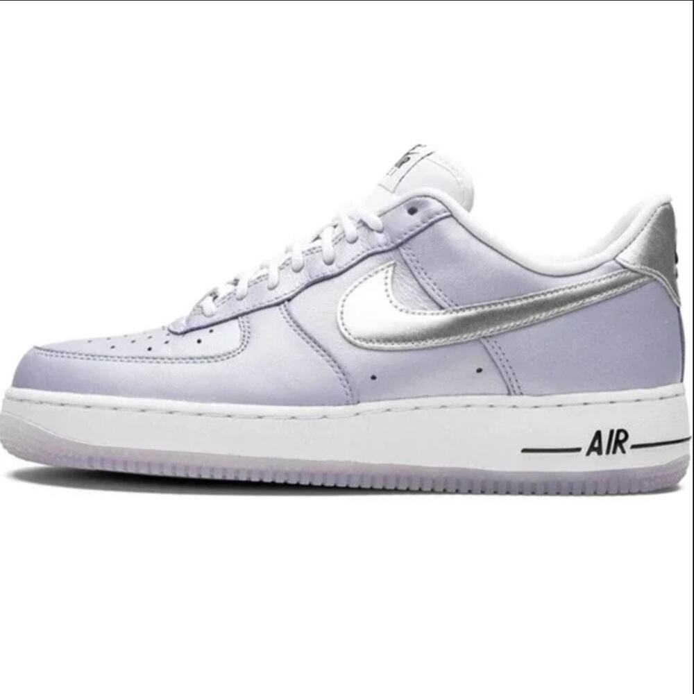 Nike Air Force 1 '07 Sneakers Leather Gum Oxygen Purple/Metallic Silver 8